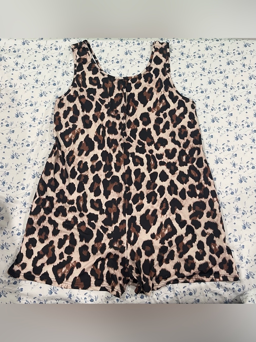 Leopard Print Sleeveless Romper in Brown and Black